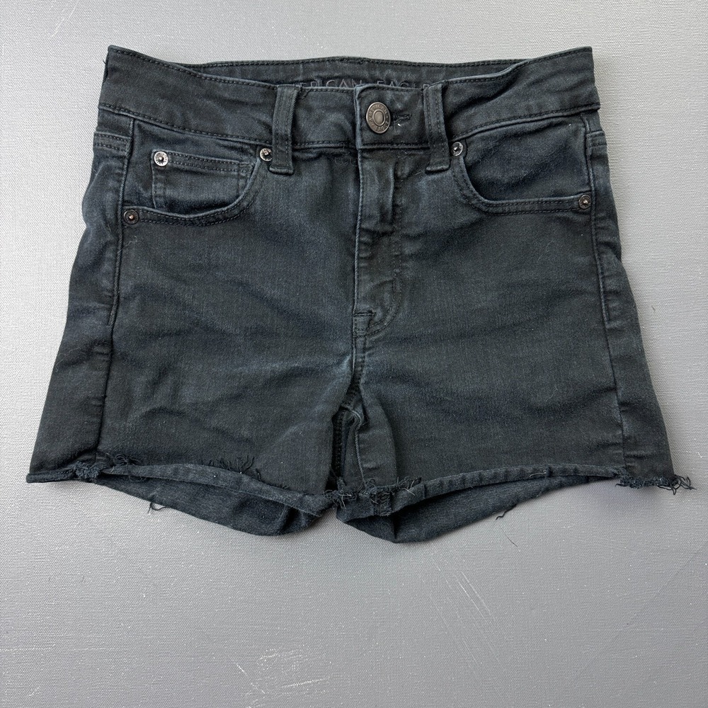 American Eagle Women Size 2 Black Denim Jean High Rise Cutoff Shorts Next Level